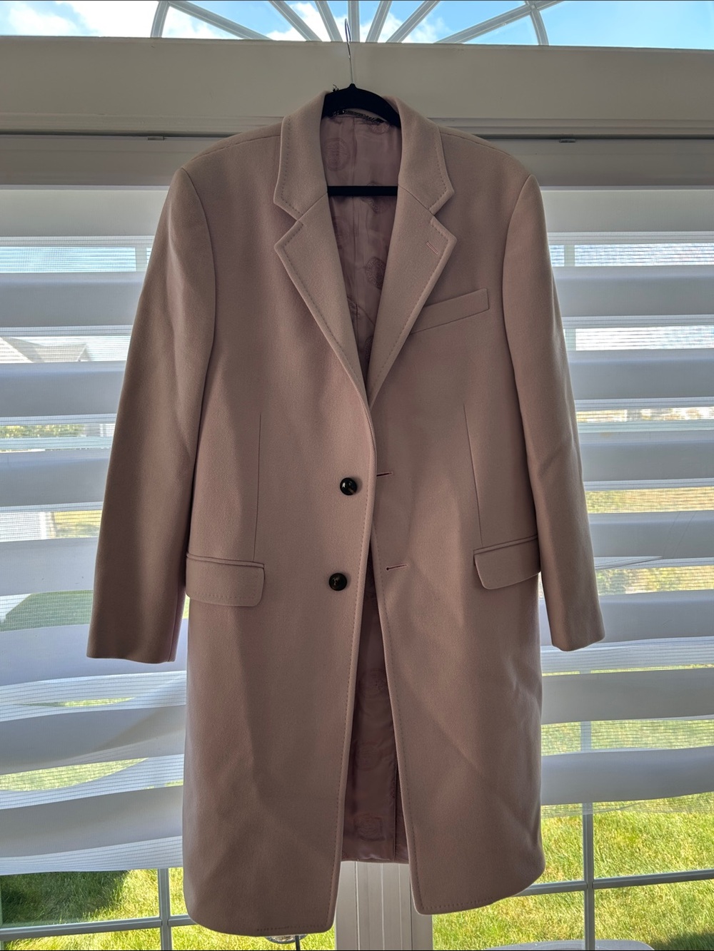 Versace Pale Pink Single-Breasted Pea Coat